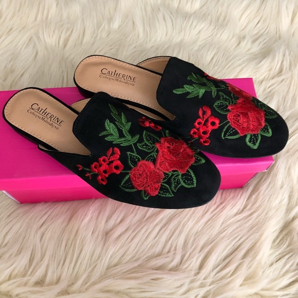 CATHERINE MALANDRINO embroidered suede Mules - Picture 5 of 7